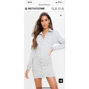 Pretty little thing Grey Button Sweat Shirt Dress